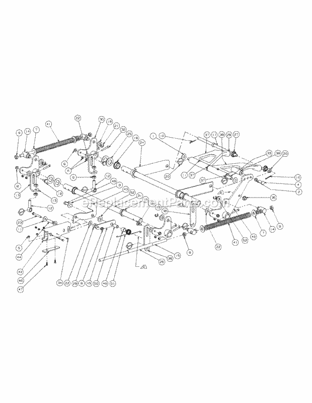 Lift Assembly Diagram and Parts List for M54-KW 53AI8CTW750-23HP-OHV Cub Cadet Lawn Tractor